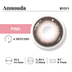 Annouda Contact Lens Rosy Aura Pink – 14.5mm Dreamy Radiant Bloom & 6-Month Soft Comfort Wear