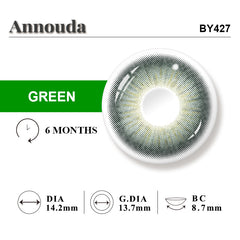 Annouda Emerald Mist Green Contact Lens – 14.2mm Clear Natural Look | 6-Month Use