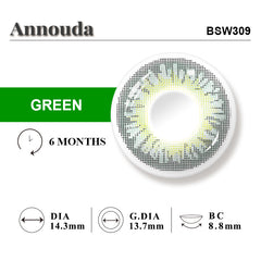 Annouda Contact Lens Sage Glimmer Green – Soft Radiant Glow & 6-Month Natural Comfort