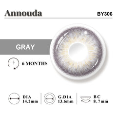 Annouda Smoky Silver Gray Contact Lens – 14.2mm Natural Glow Eyes | 6-Month Use
