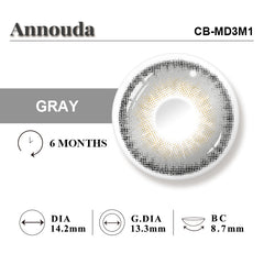 Annouda Moonlight Gray Contact Lens – 14.2mm Soft Luminous Eyes | 6-Month Use